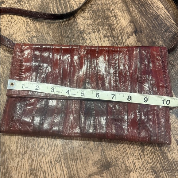 Genuine Eel Leather Elegant Burgundy Leather Clutch - Picture 5 of 7